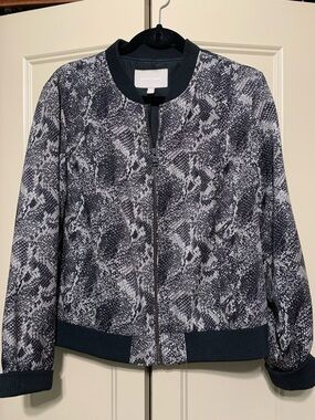 Banana Republic Snake-Print Bomber Jacket in Black and Gray